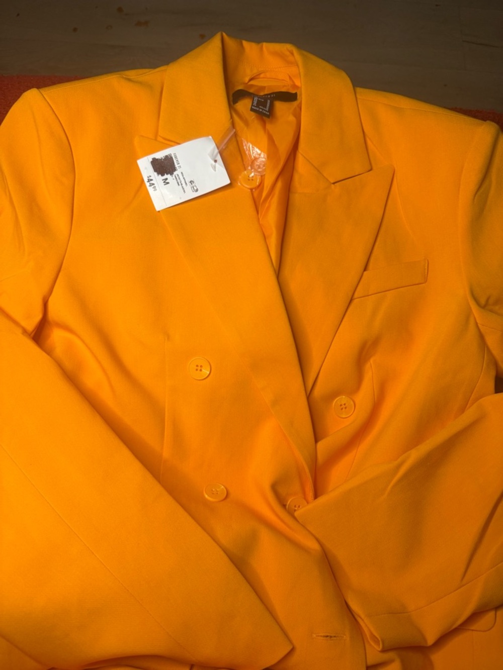 Forever 21 Vibrant Orange Double-Breasted Blazer